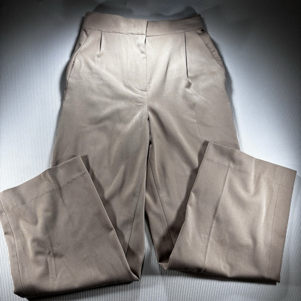 Staud Pleated Pants Wide Leg Camel Zippered High Rise Size 2 Quiet Luxury